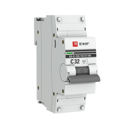 Автоматический выключатель 1P 32А (C) 10kA ВА 47-100M без теплового расцепителя EKF PROxima